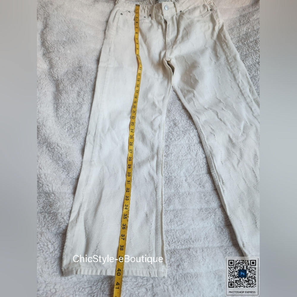 Zara co-ord set Textured Pocket Vest SZ L+ textured distressed pants 8 Ecru nwt - Picture 11 of 16